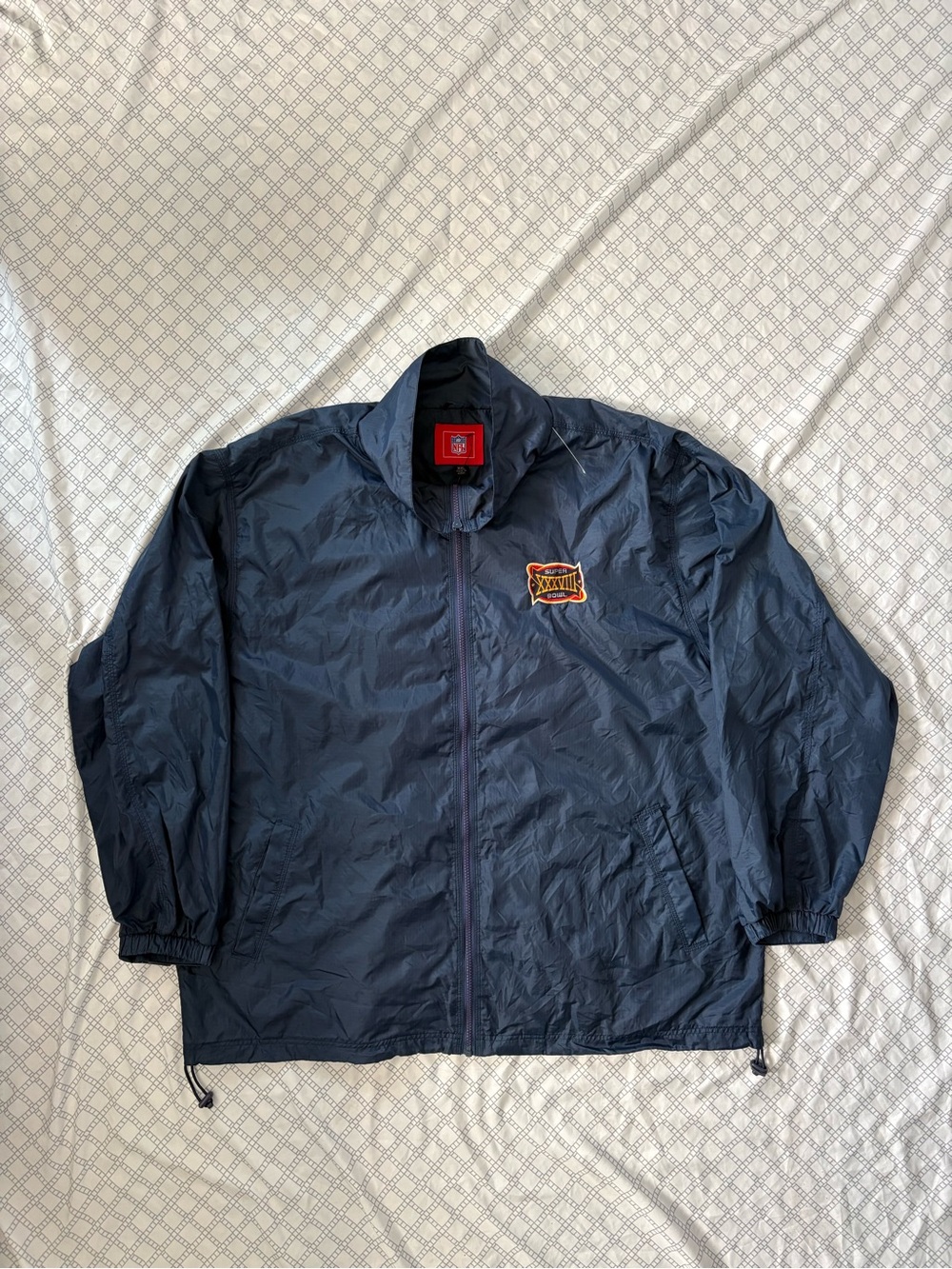 XXL 2004 NFL Super Bowl XXXVIII Navy Windbreaker